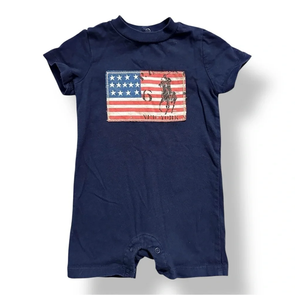 Ralph Lauren | Patriotic Shortall Romper (6 mos) 🇺🇸